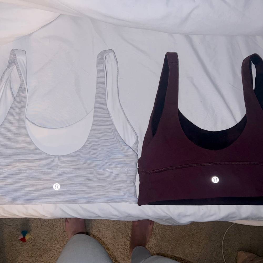 Lululemon Align Bras - Reversible Size 8-  2 pack - White and Maroon diamond dye